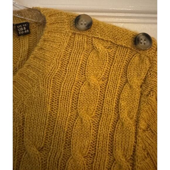 SUPERDRY Womens Crew Neck Yellow Long Sleeve Sweater Size 8 Premium Knitwear - Picture 3 of 7